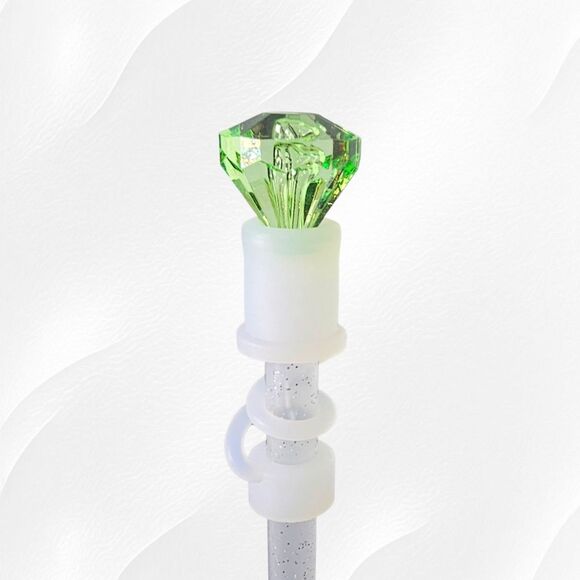 Green 10mn Diamond 3D 10mm Straw Topper - Fits Stanley - Picture 1 of 1